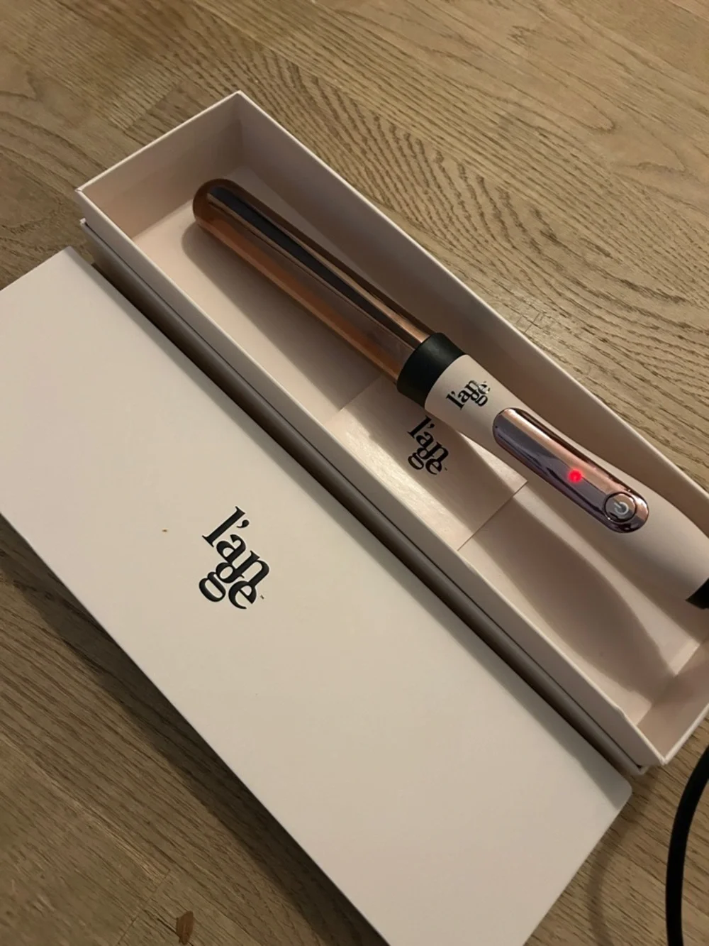 Lange White and Rose Gold Curling Wand New
